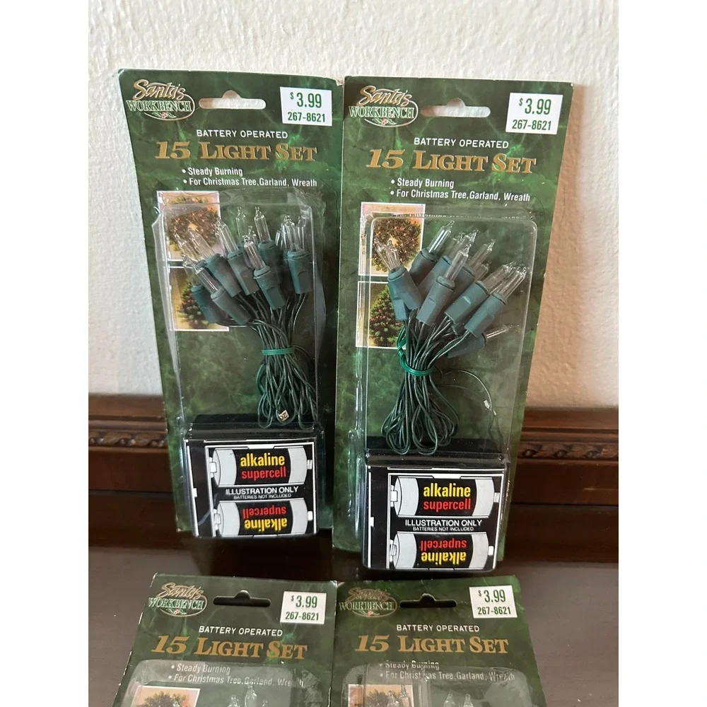 4 Packages Vintage Christmas 15 Multi-Color Battery Operated Miniature Light Set